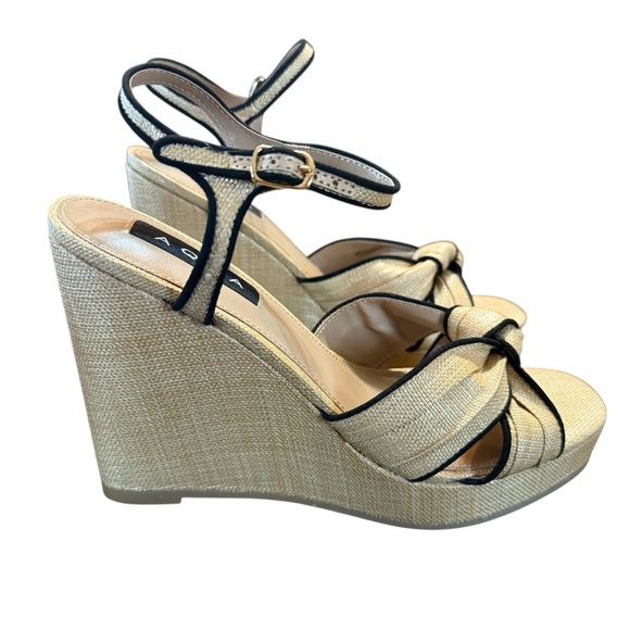 Aqua Shoes - AQUA Mabel Knotted Strap Espadrille Wedge Heel Platform Sandals Size 9.5